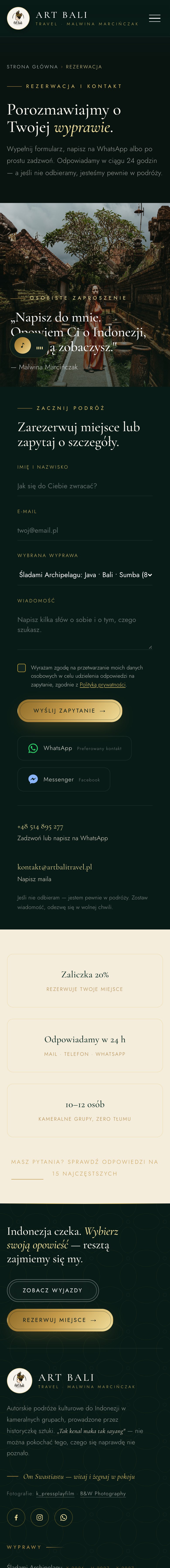 Formularz rezerwacji na telefonie