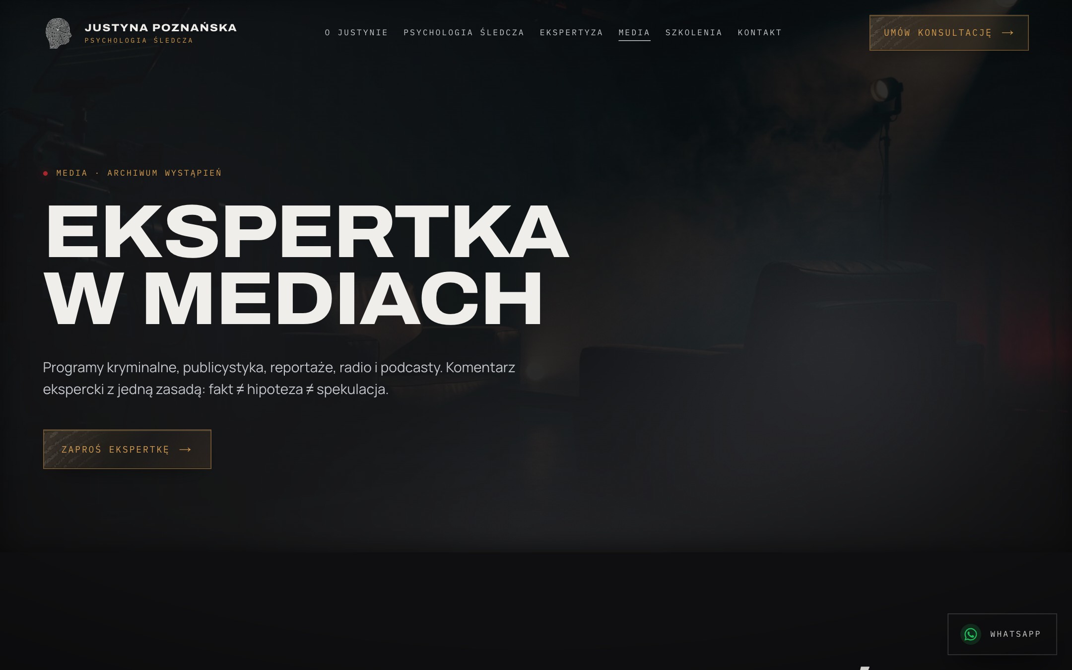 Podstrona Media: ekspertka w mediach