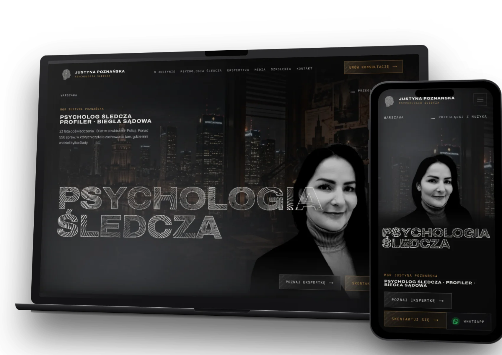 Psychologia Śledcza: strona internetowa zrobiona przez Duda Design
