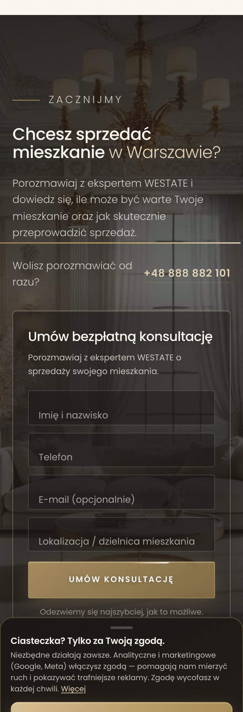 Formularz kontaktowy na telefonie
