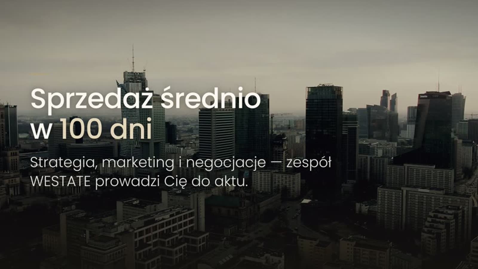 Kadr z wideo reklamowego: panorama Warszawy